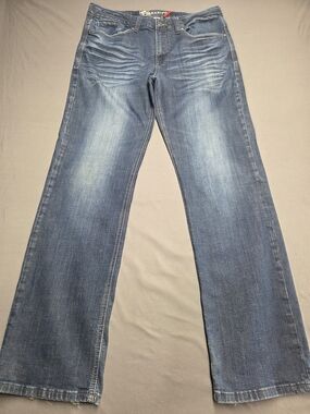 Parasuco Men's Straight Leg Stretch Jeans Whiskered Indigo Blue Size 34x34